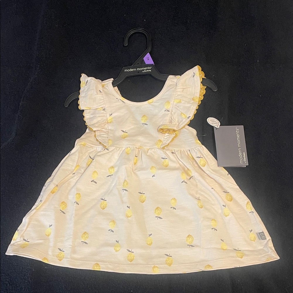 Gerber Baby Dress with lemons linen feel nwt
